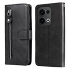 For OPPO Reno13 Global Fashion Calf Texture Zipper Leather Phone Case(Black) - 1