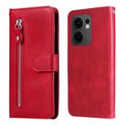 For OPPO Reno13 F 4G / 5G Fashion Calf Texture Zipper Leather Phone Case(Red) - 1