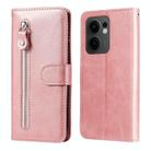 For OPPO Reno13 F 4G / 5G Fashion Calf Texture Zipper Leather Phone Case(Rose Gold) - 1