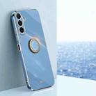 For Samsung Galaxy M54 5G XINLI Straight Edge 6D Electroplate TPU Phone Case with Ring Holder(Celestial Blue) - 1