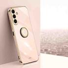 For Samsung Galaxy M54 5G XINLI Straight Edge 6D Electroplate TPU Phone Case with Ring Holder(Pink) - 1
