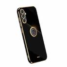 For Samsung Galaxy S23 FE 5G XINLI Straight Edge 6D Electroplate TPU Phone Case with Ring Holder(Black) - 1