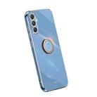 For Samsung Galaxy S23 FE 5G XINLI Straight Edge 6D Electroplate TPU Phone Case with Ring Holder(Celestial Blue) - 1