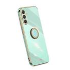 For Samsung Galaxy S23 FE 5G XINLI Straight Edge 6D Electroplate TPU Phone Case with Ring Holder(Mint Green) - 1