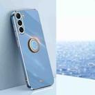 For Samsung Galaxy S24+ 5G XINLI Straight Edge 6D Electroplate TPU Phone Case with Ring Holder(Celestial Blue) - 1