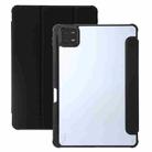 For Xiaomi Pad 6 3-Fold Clear Acrylic Leather Tablet Case(Black) - 1