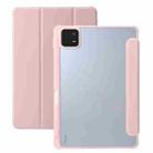 For Xiaomi Pad 6 3-Fold Clear Acrylic Leather Tablet Case(Pink) - 1