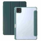 For Xiaomi Pad 6 Pro 3-Fold Clear Acrylic Leather Tablet Case(Deep Green) - 1