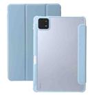 For Xiaomi Pad 6 Pro 3-Fold Clear Acrylic Leather Tablet Case(Ice Blue) - 1