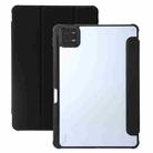 For Xiaomi Pad 6 Pro 3-Fold Clear Acrylic Leather Tablet Case(Black) - 1