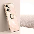 For Xiaomi Redmi Note 12 Turbo XINLI Straight Edge 6D Electroplate TPU Phone Case with Ring Holder(Pink) - 1