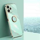 For Xiaomi Redmi Note 12R XINLI Straight Edge 6D Electroplate TPU Phone Case with Ring Holder(Mint Green) - 1