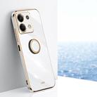 For Xiaomi Redmi Note 13 5G XINLI Straight Edge 6D Electroplate TPU Phone Case with Ring Holder(White) - 1