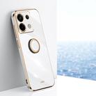 For Xiaomi Redmi Note 13 Pro XINLI Straight Edge 6D Electroplate TPU Phone Case with Ring Holder(White) - 1
