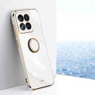 For Xiaomi 14 XINLI Straight Edge 6D Electroplate TPU Phone Case with Ring Holder(White) - 1