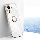 For Xiaomi Redmi 13C 4G XINLI Straight Edge 6D Electroplate TPU Phone Case with Ring Holder(White) - 1