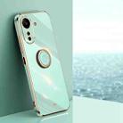 For Xiaomi Redmi 13C 4G XINLI Straight Edge 6D Electroplate TPU Phone Case with Ring Holder(Mint Green) - 1