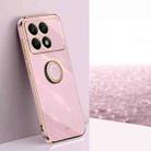For Xiaomi Redmi K70E XINLI Straight Edge 6D Electroplate TPU Phone Case with Ring Holder(Cherry Purple) - 1