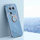 For OPPO Find X6 XINLI Straight Edge 6D Electroplate TPU Phone Case with Ring Holder(Celestial Blue) - 1