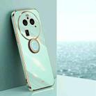 For OPPO Find X6 Pro XINLI Straight Edge 6D Electroplate TPU Phone Case with Ring Holder(Mint Green) - 1