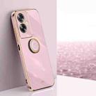 For OPPO A2 5G XINLI Straight Edge 6D Electroplate TPU Phone Case with Ring Holder(Cherry Purple) - 1