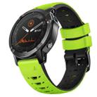 For Garmin Fenix 7 22mm Trapezoidal Quick Release Silicone Watch Band(Green Black) - 1