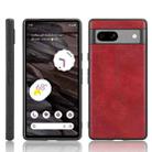 For Google Pixel 7a Sewing Cow Pattern Skin PC + PU + TPU Phone Case(Red) - 1