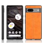 For Google Pixel 7a Sewing Cow Pattern Skin PC + PU + TPU Phone Case(Orange) - 1