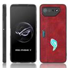 For Asus ROG Phone 7 Sewing Cow Pattern Skin PC + PU + TPU Phone Case(Red) - 1