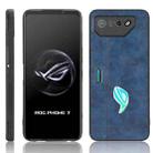 For Asus ROG Phone 7 Sewing Cow Pattern Skin PC + PU + TPU Phone Case(Blue) - 1