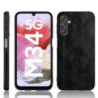 For Samsung Galaxy M34 5G Sewing Cow Pattern Skin PC + PU + TPU Phone Case(Black) - 1