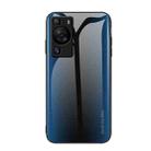 For Huawei P60 Texture Gradient Glass TPU Phone Case(Blue) - 1