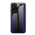 For Huawei P60 Texture Gradient Glass TPU Phone Case(Dark Blue) - 1