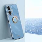 For Realme C55 XINLI Straight Edge 6D Electroplate TPU Phone Case with Ring Holder(Celestial Blue) - 1