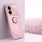 For Realme GT Neo5 SE XINLI Straight Edge 6D Electroplate TPU Phone Case with Ring Holder(Cherry Purple) - 1