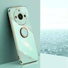 For Realme 11 Pro+ 5G XINLI Straight Edge 6D Electroplate TPU Phone Case with Ring Holder(Mint Green) - 1