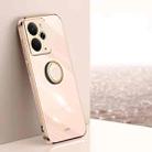 For Realme 14 5G Global XINLI Straight Edge 6D Electroplate TPU Phone Case with Ring Holder(Pink) - 1