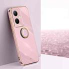 For vivo Y78+ XINLI Straight Edge 6D Electroplate TPU Phone Case with Ring Holder(Cherry Purple) - 1