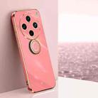 For vivo X100 Pro 5G XINLI Straight Edge 6D Electroplate TPU Phone Case with Ring Holder(Hawthorn Red) - 1