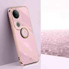 For vivo S20 XINLI Straight Edge 6D Electroplate TPU Phone Case with Ring Holder(Cherry Purple) - 1