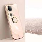 For vivo S20 XINLI Straight Edge 6D Electroplate TPU Phone Case with Ring Holder(Pink) - 1