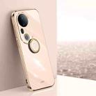 For vivo S20 Pro XINLI Straight Edge 6D Electroplate TPU Phone Case with Ring Holder(Pink) - 1