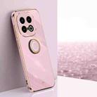 For vivo iQOO 13 XINLI Straight Edge 6D Electroplate TPU Phone Case with Ring Holder(Cherry Purple) - 1