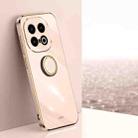 For vivo iQOO 13 XINLI Straight Edge 6D Electroplate TPU Phone Case with Ring Holder(Pink) - 1