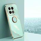 For vivo iQOO 13 XINLI Straight Edge 6D Electroplate TPU Phone Case with Ring Holder(Mint Green) - 1