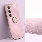 For vivo V40 Lite 5G XINLI Straight Edge 6D Electroplate TPU Phone Case with Ring Holder(Cherry Purple) - 1