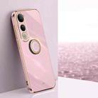 For vivo V50 Lite XINLI Straight Edge 6D Electroplate TPU Phone Case with Ring Holder(Cherry Purple) - 1