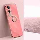 For vivo V50 Lite XINLI Straight Edge 6D Electroplate TPU Phone Case with Ring Holder(Hawthorn Red) - 1