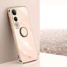 For vivo V50 Lite XINLI Straight Edge 6D Electroplate TPU Phone Case with Ring Holder(Pink) - 1