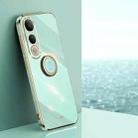 For vivo V50 Lite XINLI Straight Edge 6D Electroplate TPU Phone Case with Ring Holder(Mint Green) - 1
